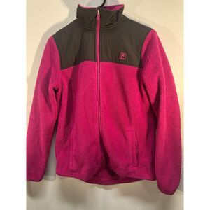 FILA Sport Pink & Black Fleece Zip-Up Jacket – Colorblock